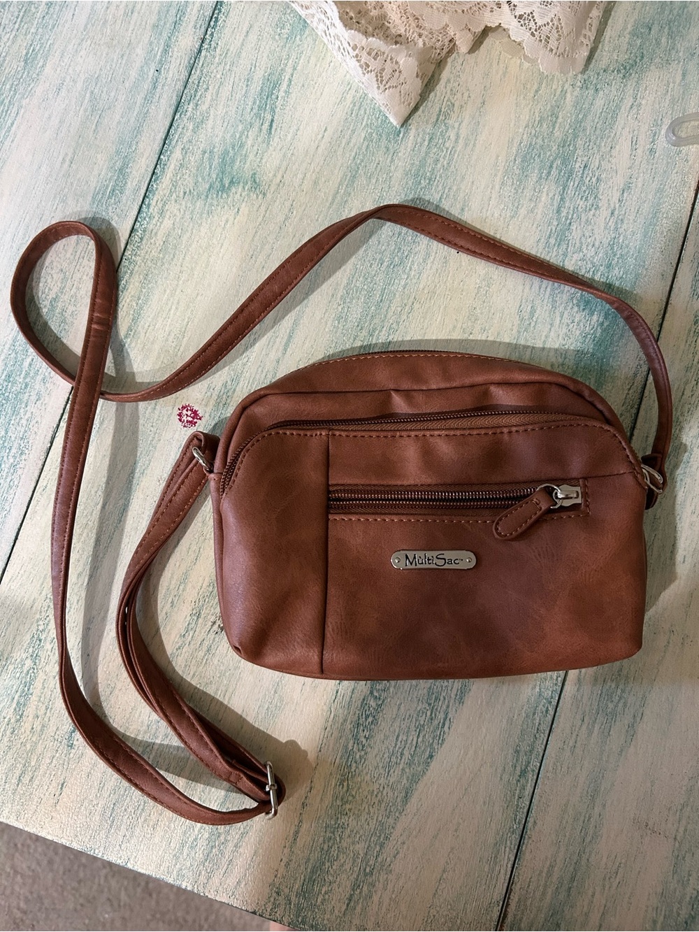 MultiSac Brown Leatherette Crossbody Bag for Women